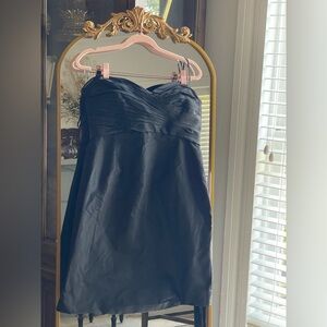 J CREW NWT KRISTIN 100% SILK TAFFETA MINI DRESS w/ STRAPLESS BONING IN BLACK